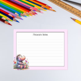 かわいい水色のヒッポ（ライン付） ポストイット