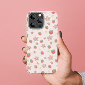 かわいい水色のフローラいちご柄 Case-Mate iPhoneケース