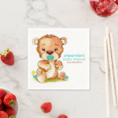 かわいい水色のベビークマ男の子ベビーシャワー スタンダードカクテルナプキン (インサイチュ)