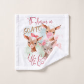 かわいい水色のベビーヤギ – 答えはヤギ バスタオルセット (ウォッシュタオル)