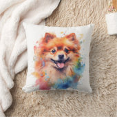 かわいい水色のポメラニア犬犬 クッション (ブランケット)