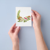 かわいい水色のマッシュルームパターンコーヒーマグカード チラシ (手)