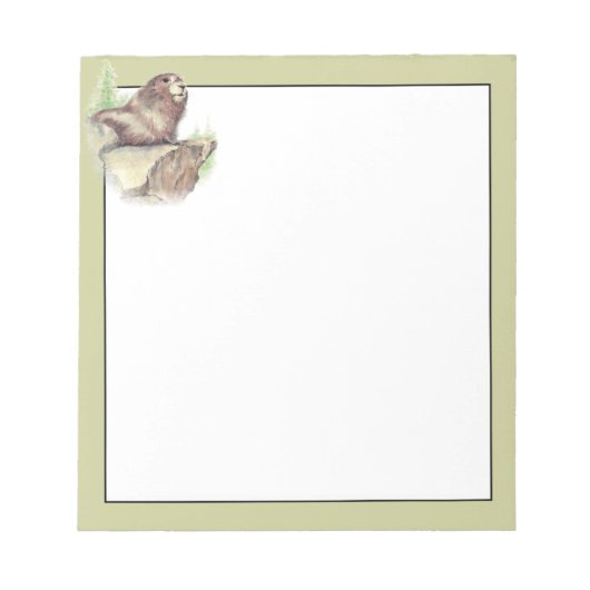 かわいい水色のマーモット動物 ノートパッド (正面)