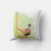 かわいい水色のリングや輪首キジ鳥 クッション (裏面)