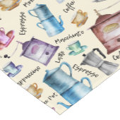 かわいい水色のレトロコーヒーメーカーのカップパターン ショートテーブルランナー (コーナー)