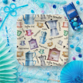 かわいい水色のレトロコーヒーメーカーのカップパターン ペーパープレート (パーティー)