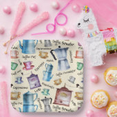 かわいい水色のレトロコーヒーメーカーのカップパターン ペーパープレート (パーティー)