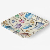 かわいい水色のレトロコーヒーメーカーのカップパターン ペーパープレート (傾斜あり)