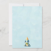 かわいい水色の亀の子供の誕生日 招待状 (裏面)