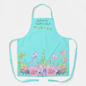 かわいい水色の多肉食がプリントエプロン中 エプロン (正面)