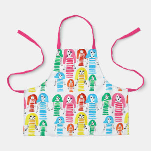 かわいい水色の女の子ファンキーおもしろい エプロン