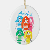 かわいい水色の女の子ファンキーおもしろい セラミックオーナメント (右)