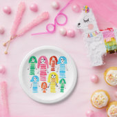 かわいい水色の女の子ファンキーおもしろい ペーパープレート (パーティー)