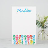 かわいい水色の女の子ファンキーおもしろい 便箋 (スタンド正面)