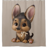 かわいい水色の子犬タン シャワーカーテン (正面)