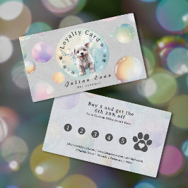 かわいい水色の子犬バブルスッドドッグトリマー ロイヤリティカード