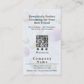 かわいい水色の子犬バブルスッドドッグトリマー 名刺 (裏面)