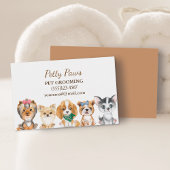 かわいい水色の子犬ペットグルーミングサービスブシン 名刺