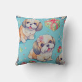 かわいい水色の子犬、ペット愛好家のギフト クッション (裏面)