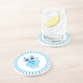 かわいい水色の子猫の漫画と光線 コースター (側面)