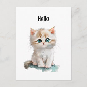 かわいい水色の子猫(青い目) ポストカード