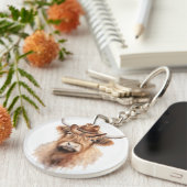 かわいい水色の帽子をかぶった牛 キーホルダー (正面右)