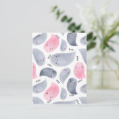 かわいい水色の幽霊ブー！文字ハロウィーン シーズンポストカード (スタンド正面)