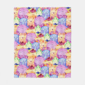 かわいい水色の怪物 フリースブランケット (正面)