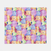 かわいい水色の怪物 フリースブランケット (正面(横))