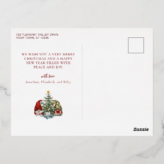 かわいい水色の格言メリークリスマス 箔シーズンポストカード (裏面)