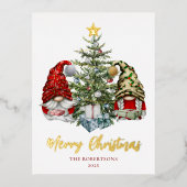 かわいい水色の格言メリークリスマス 箔シーズンポストカード (正面)