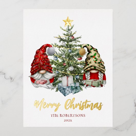 かわいい水色の格言メリークリスマス 箔シーズンポストカード (正面)