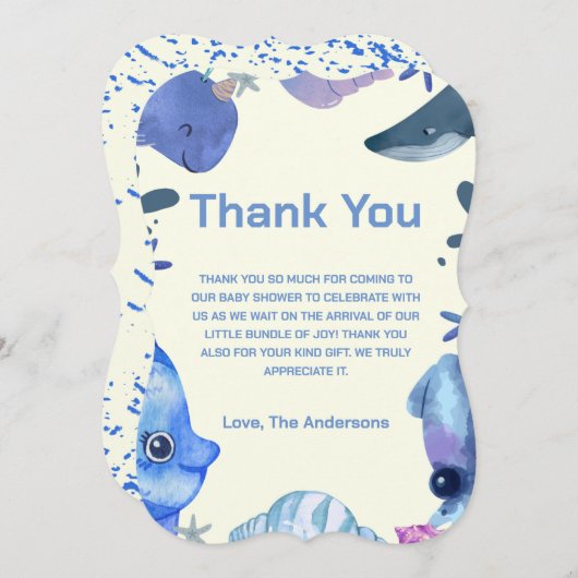 かわいい水色の海底|過去記事 サンキューカード (正面/裏面)