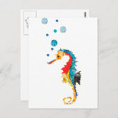 かわいい水色の海馬の乗馬海動物 ポストカード (正面/裏面)