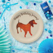 かわいい水色の犬、誕生日カスタム紙プレート ペーパープレート (パーティー)