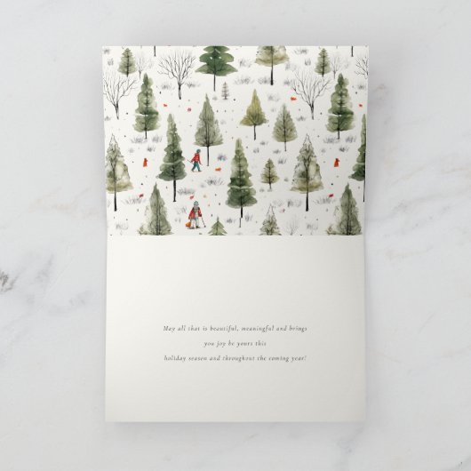 かわいい水色の猫たち、毛皮と明るいクリスマス シーズンカード (内部)