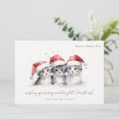 かわいい水色の猫たち、毛皮と明るいクリスマス シーズンカード (スタンド正面)
