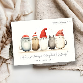 かわいい水色の猫たち、毛皮と明るいクリスマス シーズンカード