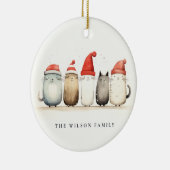 かわいい水色の猫たち、毛皮と明るいクリスマス セラミックオーナメント (右)