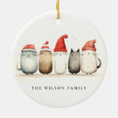 かわいい水色の猫たち、毛皮と明るいクリスマス セラミックオーナメント (裏面)