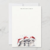 かわいい水色の猫たち、毛皮と明るいクリスマス ノートカード (正面)