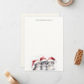 かわいい水色の猫たち、毛皮と明るいクリスマス ノートカード (正面/裏面インサイチュ)