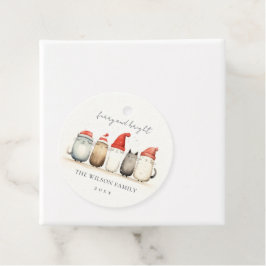 かわいい水色の猫たち、毛皮と明るいクリスマス フェイバータグ