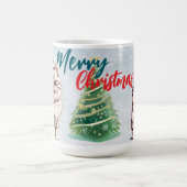 かわいい水色の猫サンタ・メリークリスマス コーヒーマグカップ (中央)