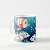 かわいい水色の珊瑚魚パーソナライズされた コーヒーマグカップ (正面左)