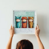 かわいい水色の生まれたばかりのベビー眠る子供部屋 ポスター