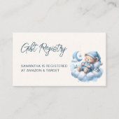 かわいい水色の眠いクマ赤ちゃんシャワー登録 エンクロージャーカード (正面)