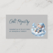 かわいい水色の眠いクマ赤ちゃんシャワー登録 エンクロージャーカード (正面)