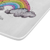かわいい水色の虹と雲 カッティングボード (角)