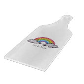 かわいい水色の虹と雲 カッティングボード (角)